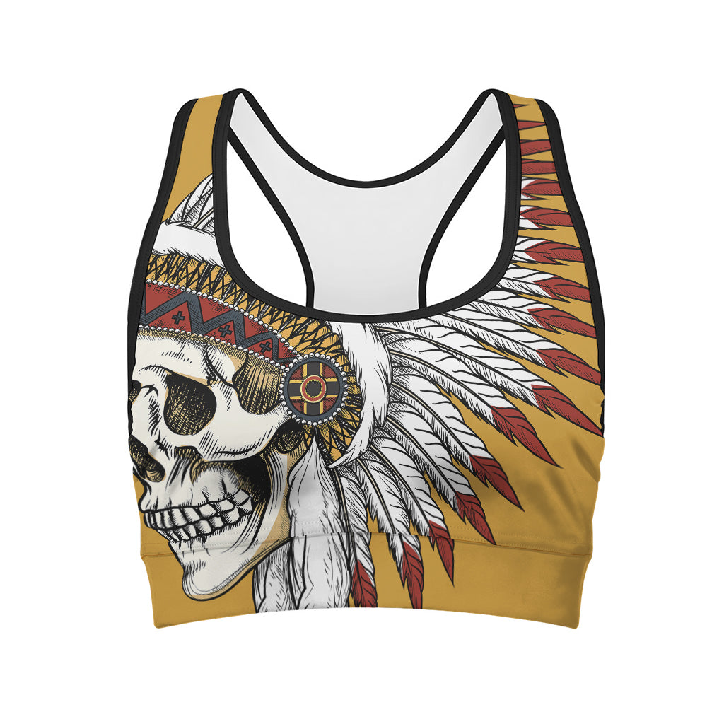 Native American Indian Skull Print Women's Sports Bra