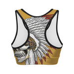 Native American Indian Skull Print Women's Sports Bra