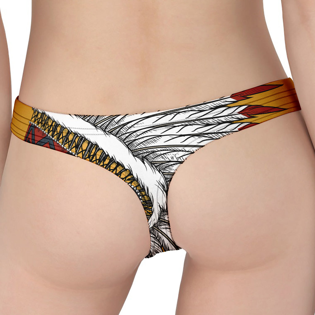 Native American Indian Skull Print Women's Thong