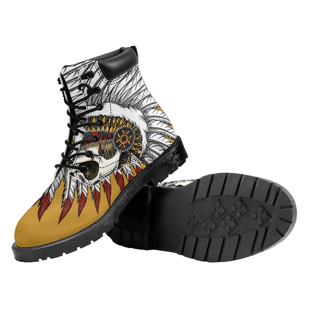 Native American Indian Skull Print Work Boots
