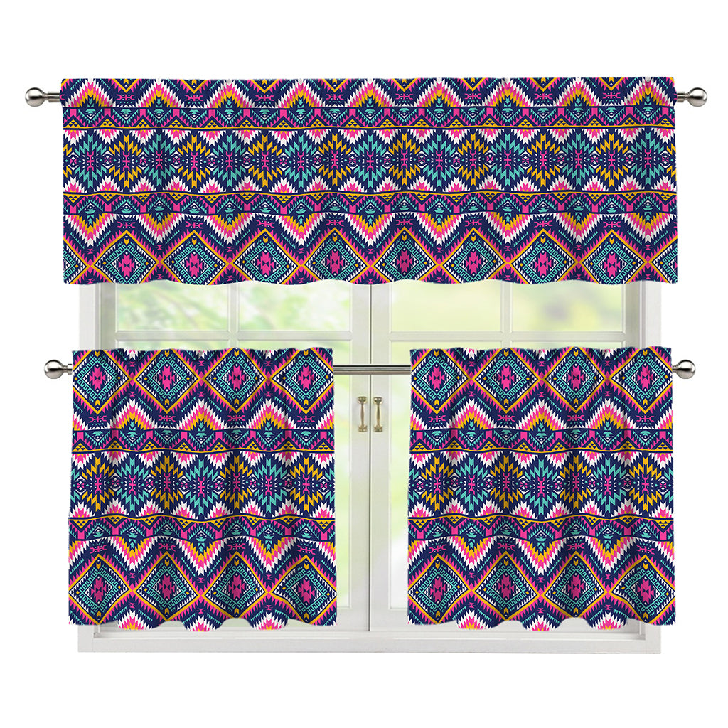 Native American Navajo Tribal Print 3 Piece Kitchen Curtains
