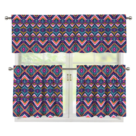 Native American Navajo Tribal Print 3 Piece Kitchen Curtains