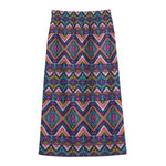 Native American Navajo Tribal Print Cotton Front Slit Maxi Skirt