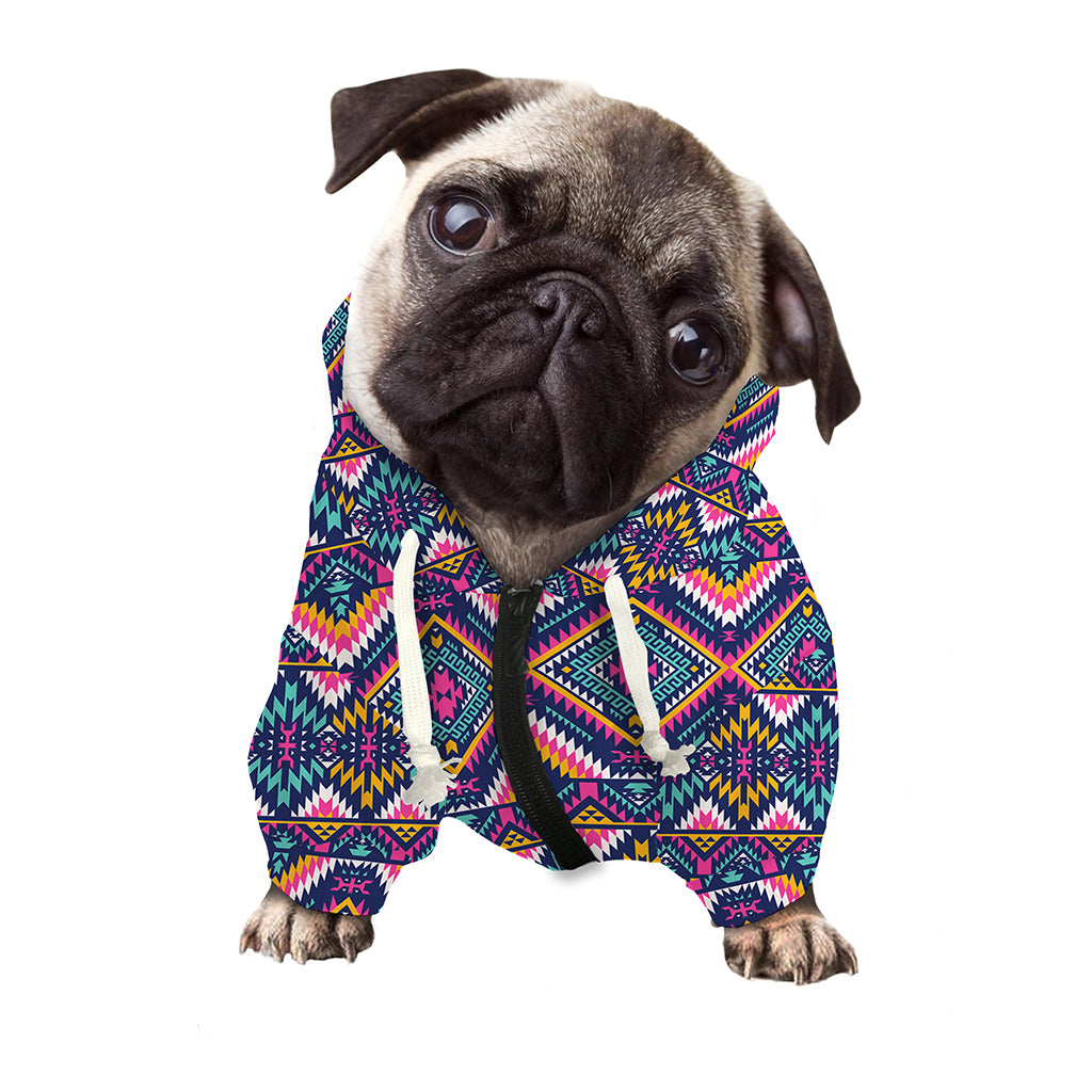 Native American Navajo Tribal Print Dog Zip Up Hoodie