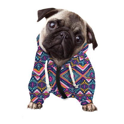 Native American Navajo Tribal Print Dog Zip Up Hoodie