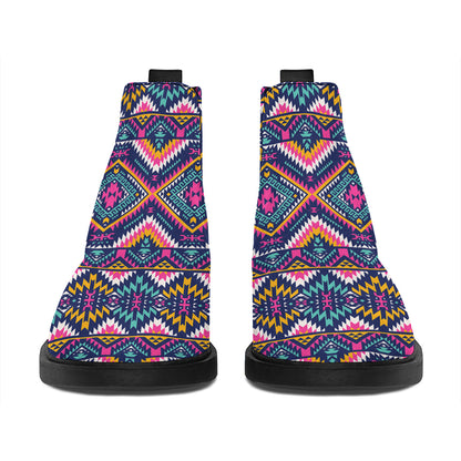 Native American Navajo Tribal Print Flat Ankle Boots
