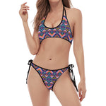 Native American Navajo Tribal Print Halter Scoop Tie Side Bikini