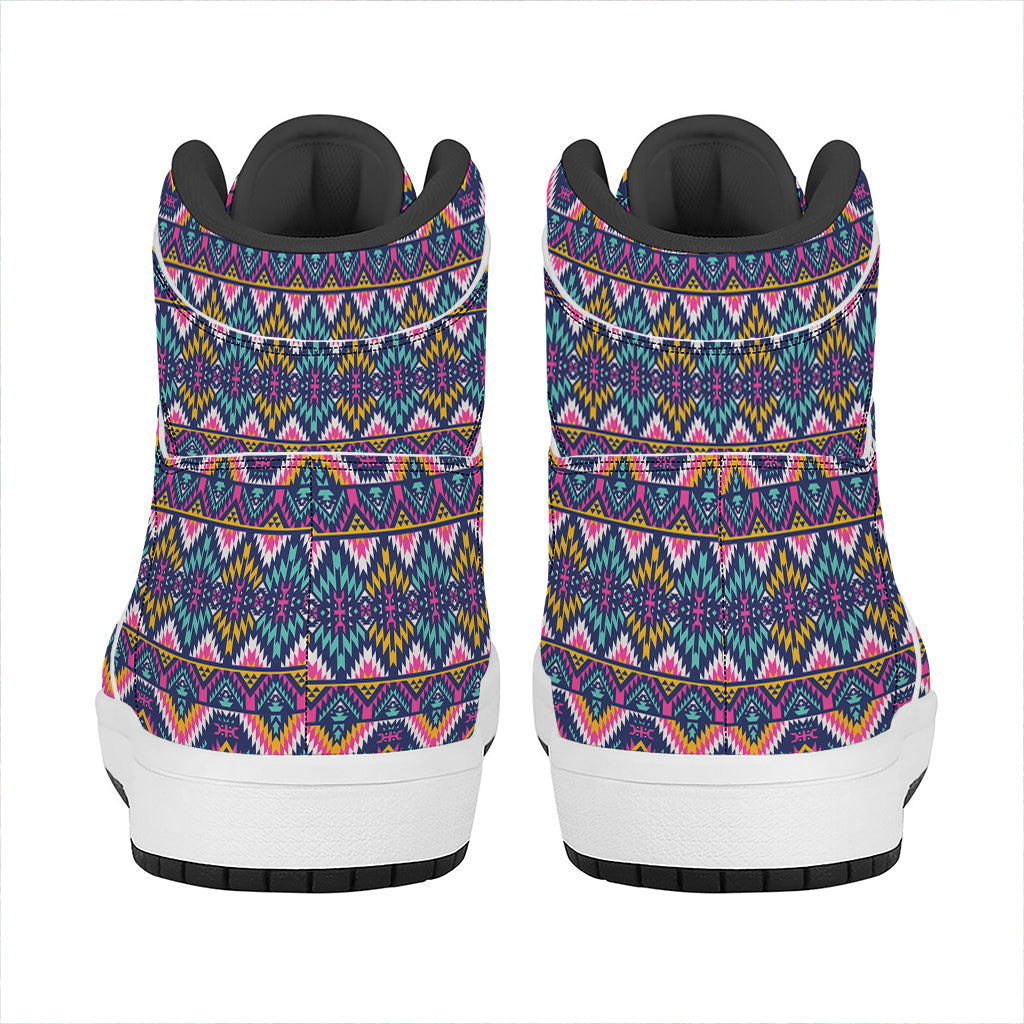 Native American Navajo Tribal Print High Top Leather Sneakers