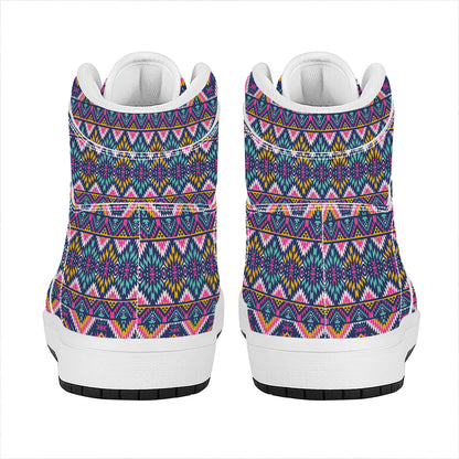 Native American Navajo Tribal Print High Top Leather Sneakers