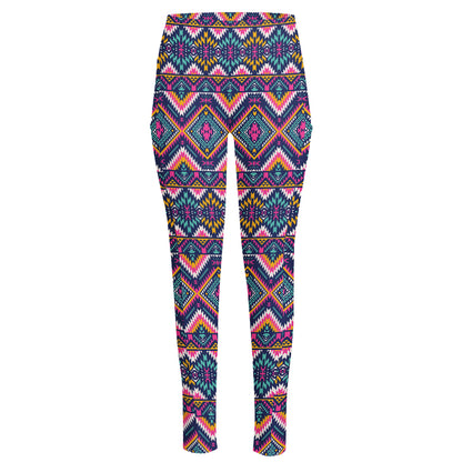 Native American Navajo Tribal Print High-Waisted Pocket Leggings