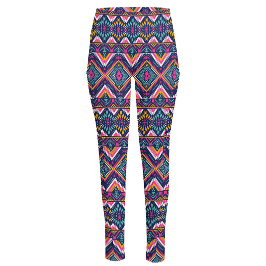 Native American Navajo Tribal Print High-Waisted Pocket Leggings
