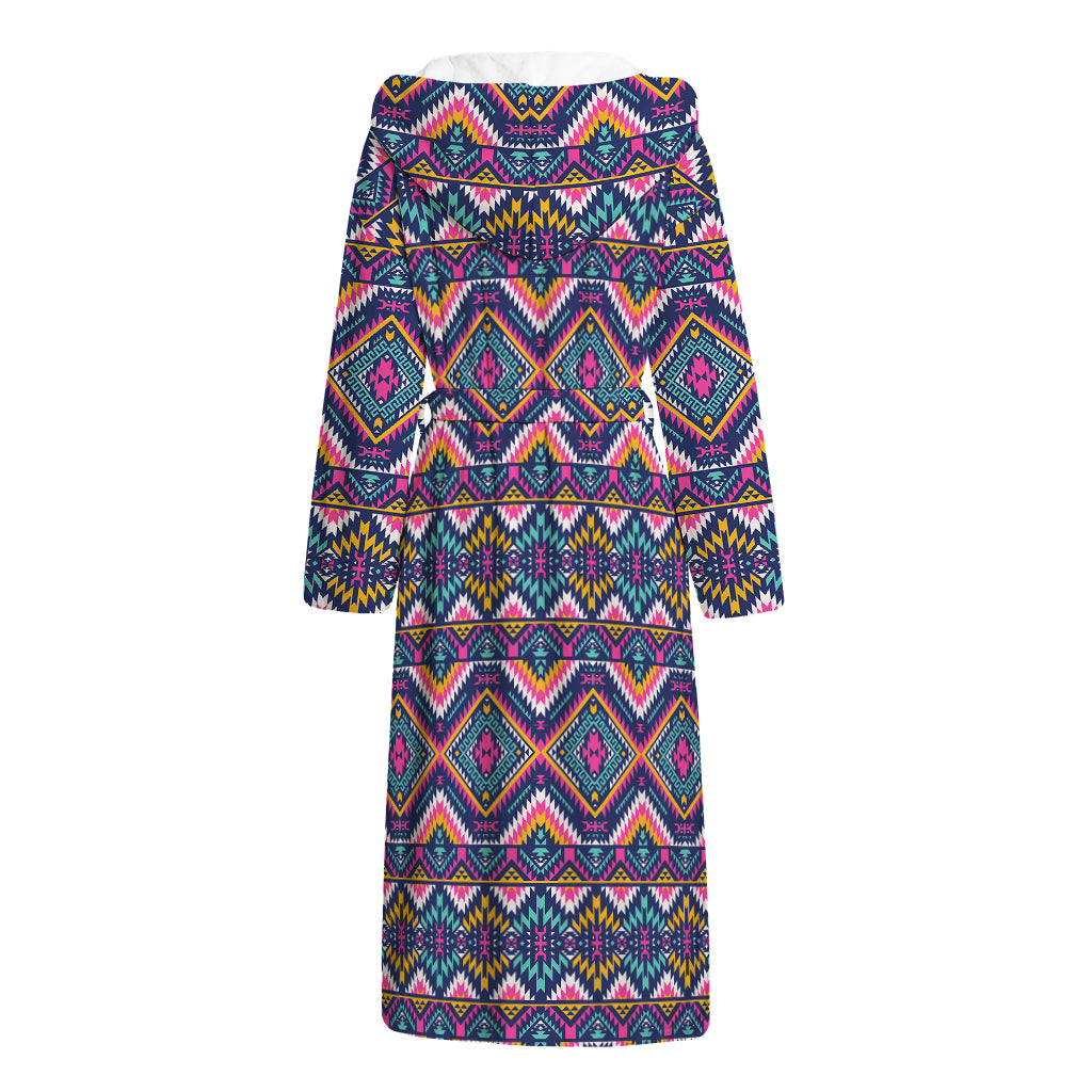 Native American Navajo Tribal Print Hooded Bathrobe
