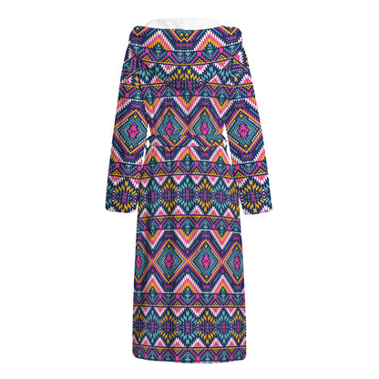 Native American Navajo Tribal Print Hooded Bathrobe