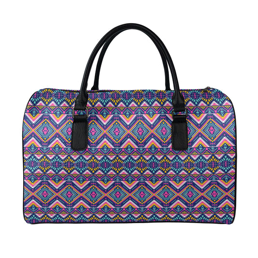 Native American Navajo Tribal Print Leather Duffle Bag