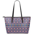 Native American Navajo Tribal Print Leather Tote Bag With Zipper