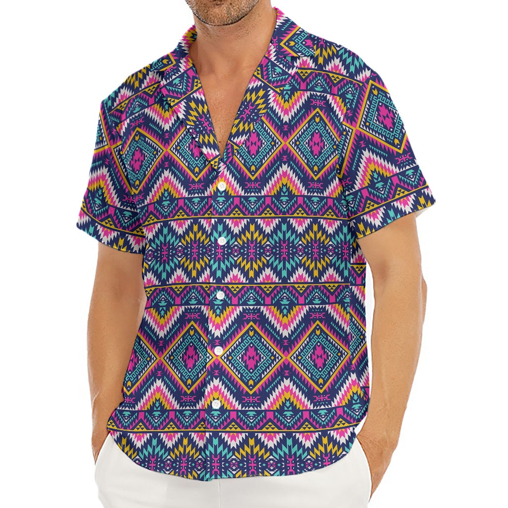 Native American Navajo Tribal Print Men's Deep V-Neck Shirt