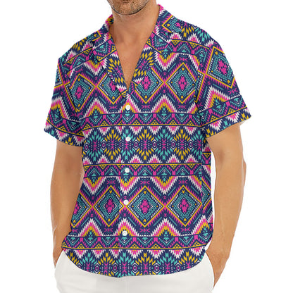 Native American Navajo Tribal Print Men's Deep V-Neck Shirt
