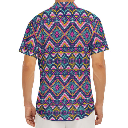 Native American Navajo Tribal Print Men's Deep V-Neck Shirt