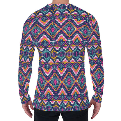 Native American Navajo Tribal Print Men's Long Sleeve T-Shirt
