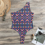 Native American Navajo Tribal Print One Shoulder Bodysuit