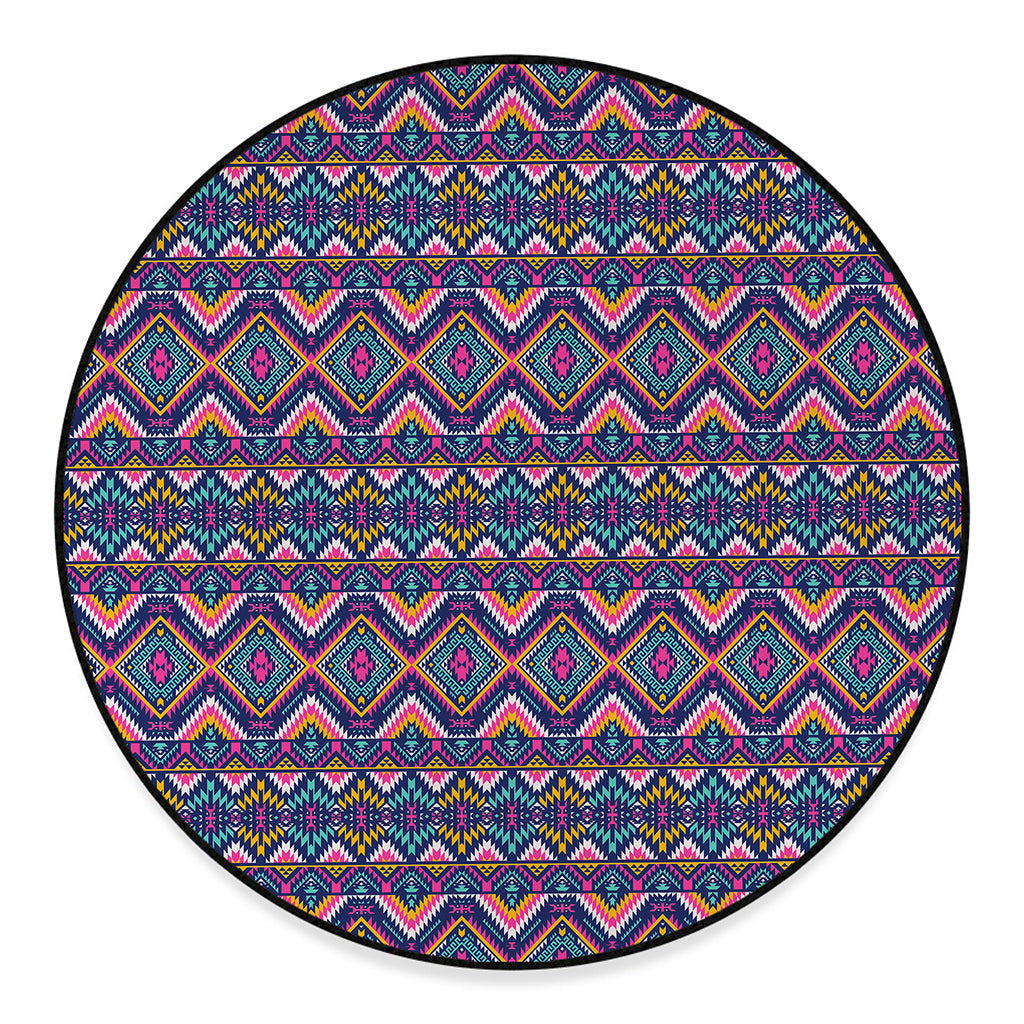Native American Navajo Tribal Print Round Floor Mat