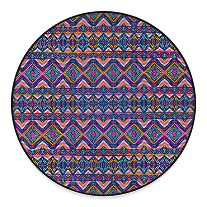 Native American Navajo Tribal Print Round Floor Mat