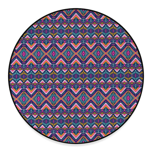 Native American Navajo Tribal Print Round Floor Mat