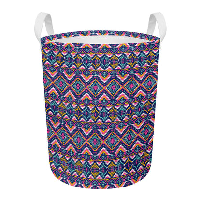 Native American Navajo Tribal Print Round Laundry Basket