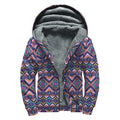 Native American Navajo Tribal Print Sherpa Lined Zip Up Hoodie