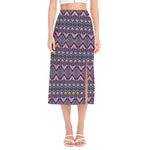Native American Navajo Tribal Print Side Slit Midi Skirt