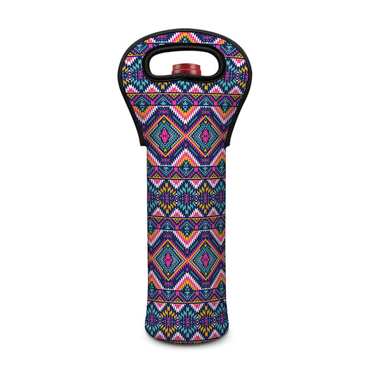 Native American Navajo Tribal Print Single Neoprene Wine Tote