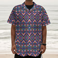 Native American Navajo Tribal Print Textured Short Sleeve Shirt