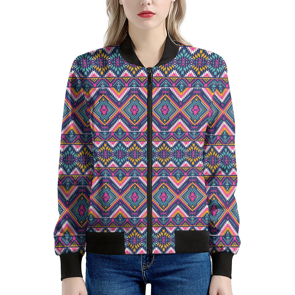 Native American Navajo Tribal Print Women's Bomber Jacket