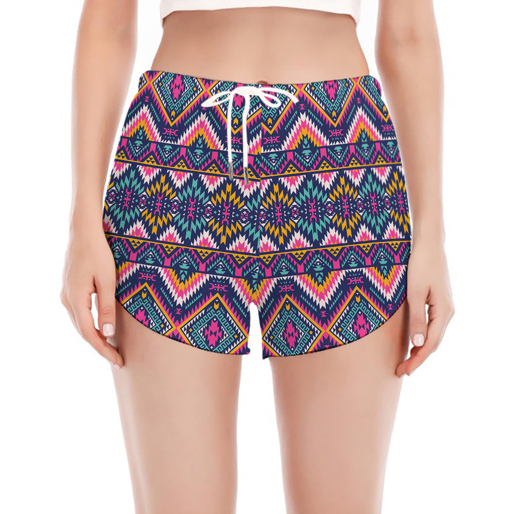 Native American Navajo Tribal Print Women's Split Running Shorts