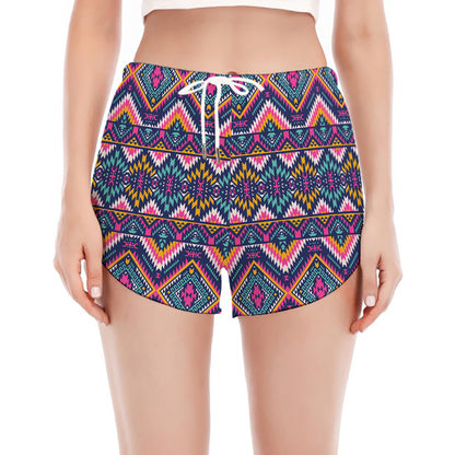 Native American Navajo Tribal Print Women's Split Running Shorts