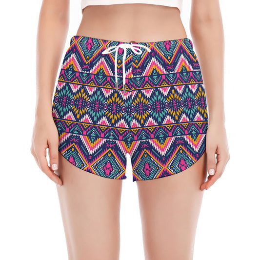 Native American Navajo Tribal Print Women's Split Running Shorts