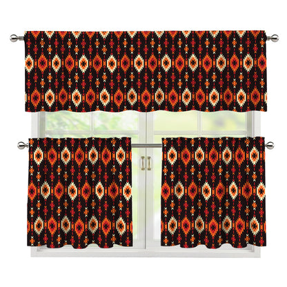Native American Pattern Print 3 Piece Kitchen Curtains