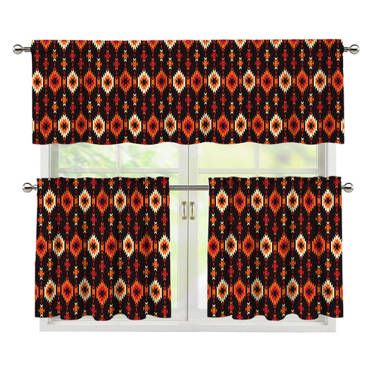 Native American Pattern Print 3 Piece Kitchen Curtains