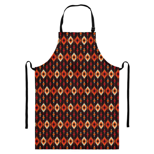 Native American Pattern Print Bib Apron With Pocket