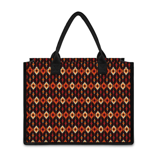 Native American Pattern Print Canvas Tote Bag