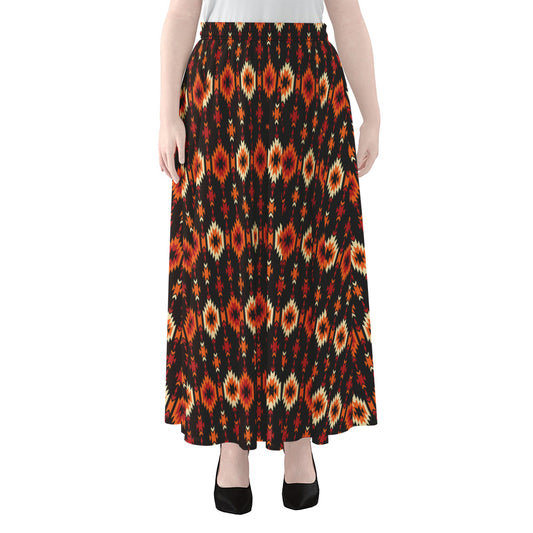 Native American Pattern Print Chiffon Maxi Skirt