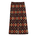 Native American Pattern Print Cotton Front Slit Maxi Skirt