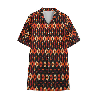 Native American Pattern Print Cotton Hawaiian Shirt