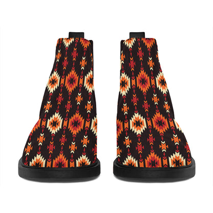 Native American Pattern Print Flat Ankle Boots