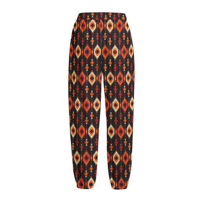 Native American Pattern Print Fleece Lined Knit Pants
