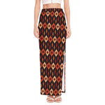 Native American Pattern Print High Slit Maxi Skirt