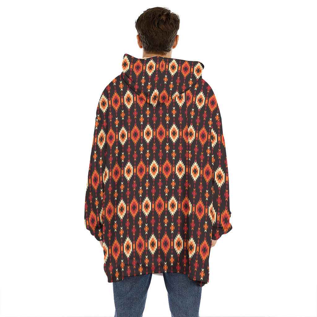 Native American Pattern Print Hoodie Blanket
