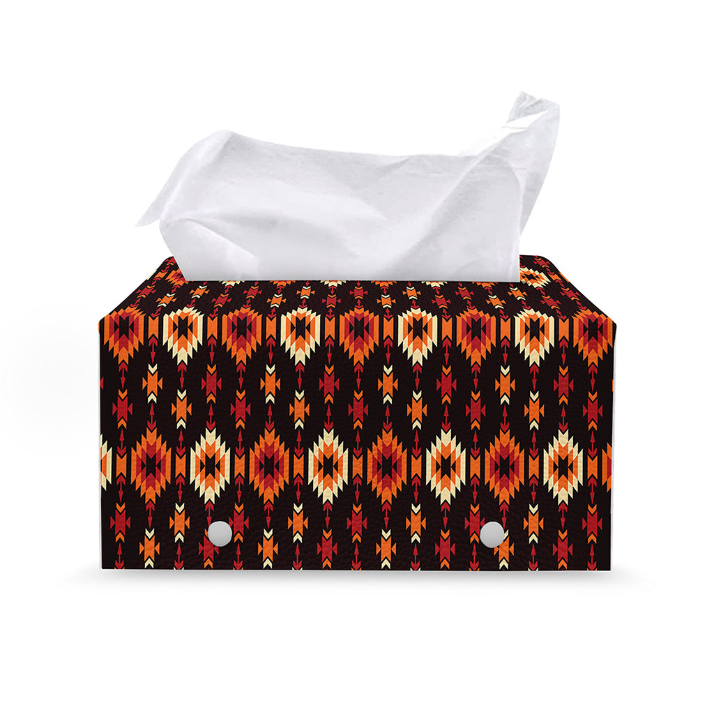 Native American Pattern Print Leather Tissue Box Cover