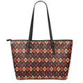 Native American Pattern Print Leather Tote Bag With Zipper