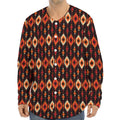 Native American Pattern Print Long Sleeve Baseball Jersey